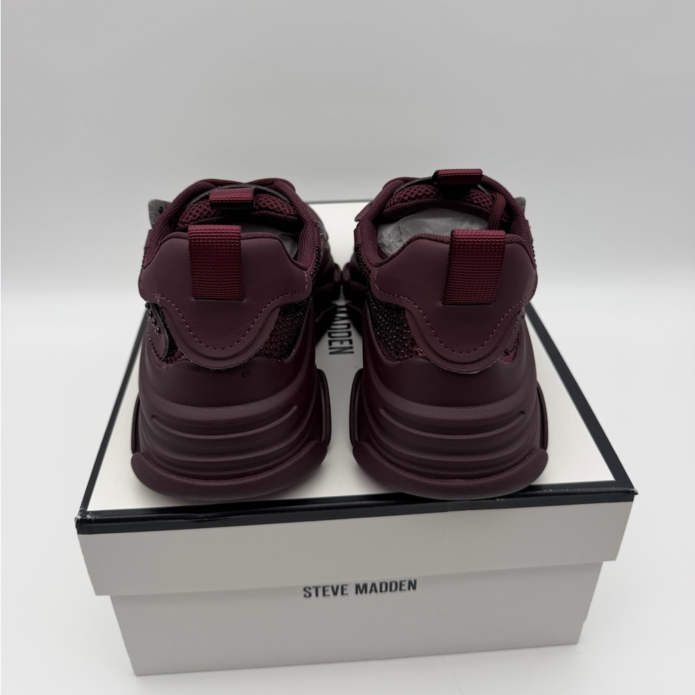 Steve Madden Rhinestone Chunky Sneakers – Burgundy Crystal Embellished Platform - Picture 7 of 7